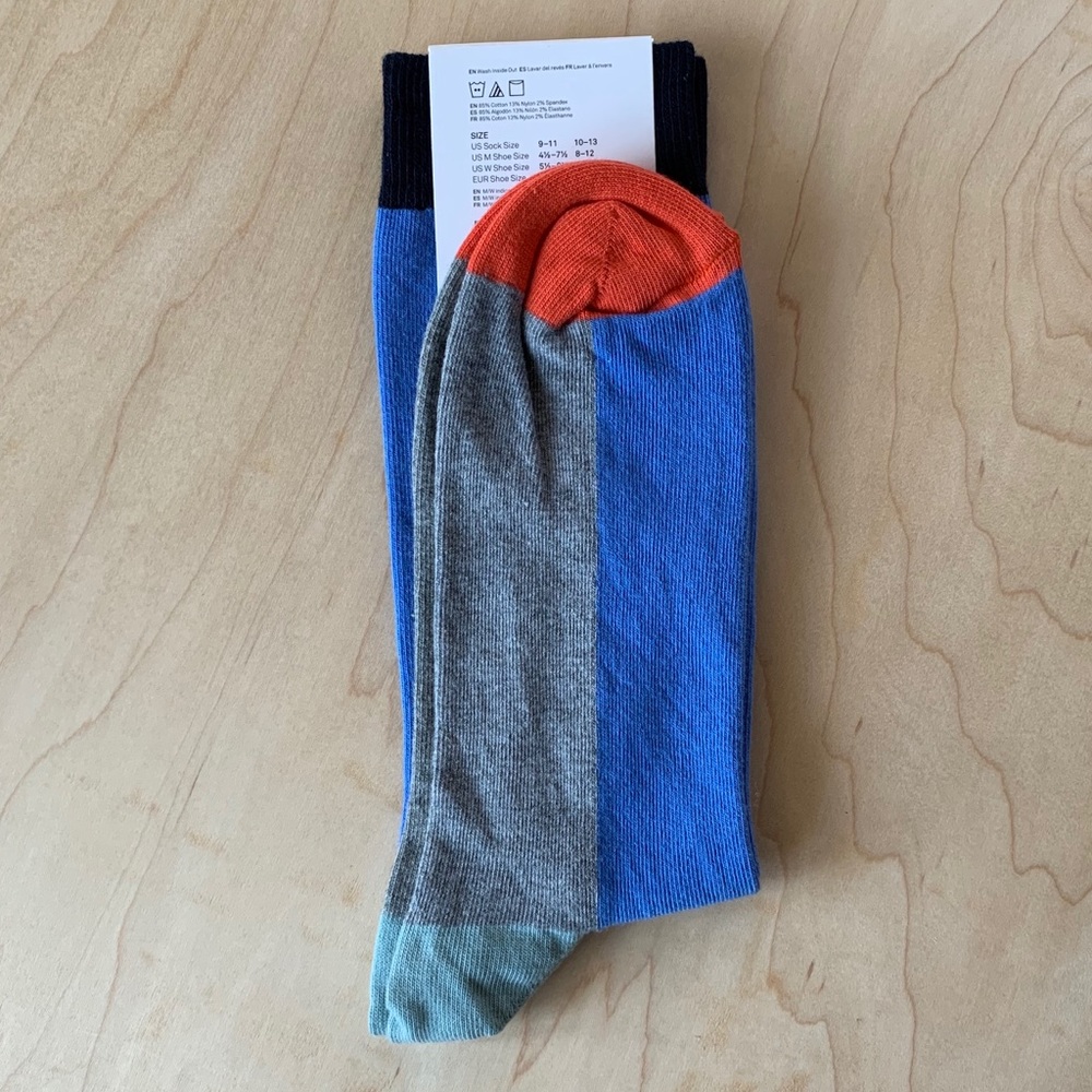 Happy Socks 🧦 The Color Block Socks Blue Gray NEW - Picture 7 of 8